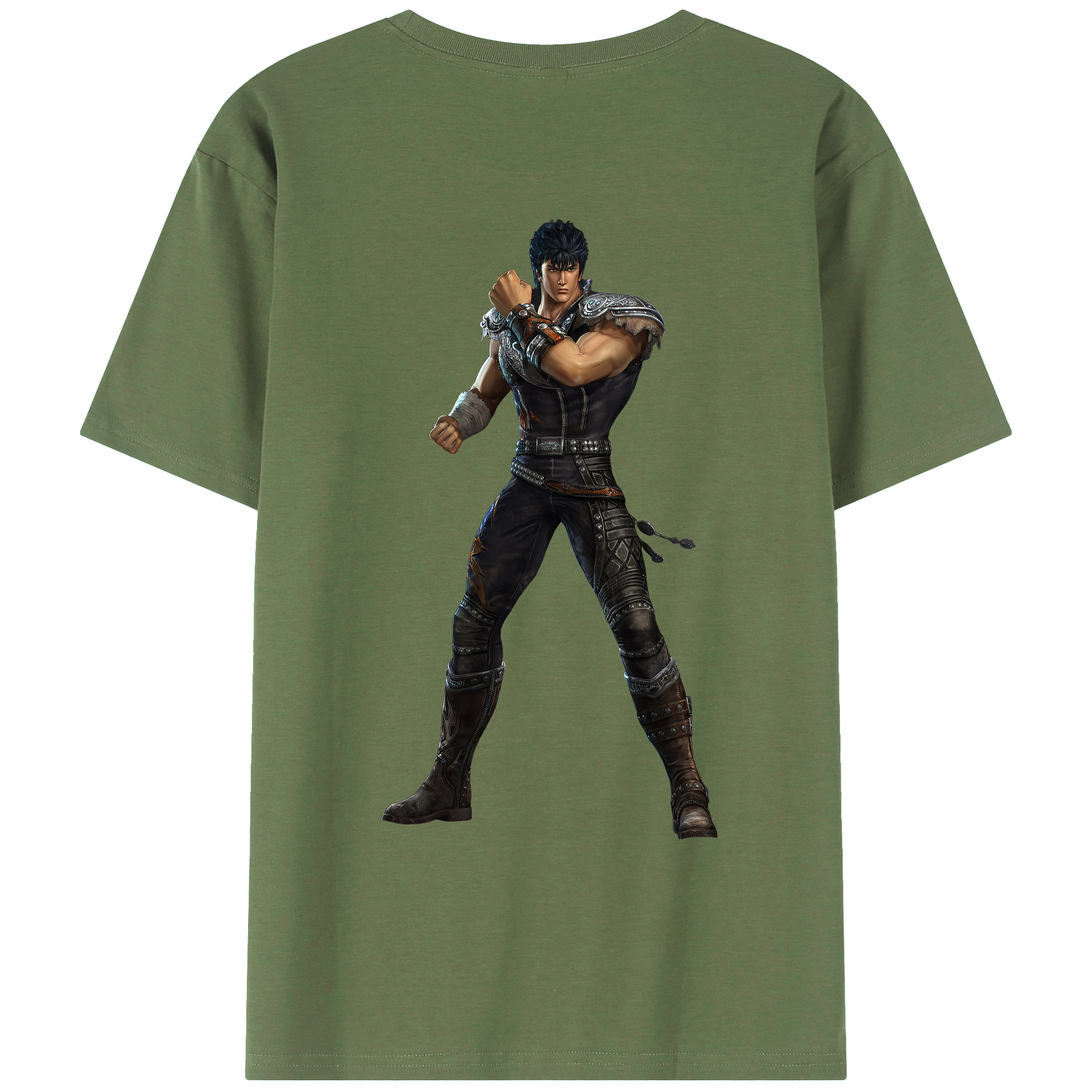 （画像用） 北斗の拳 Fist of the North Star 綿100％ メンズ半袖Tシャツ（バックプリント） 通気性